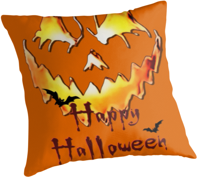 'happy Halloween, Jack O' Lantern Face, Spooky Smile, - Happy Halloween Pillow Case (875x875), Png Download