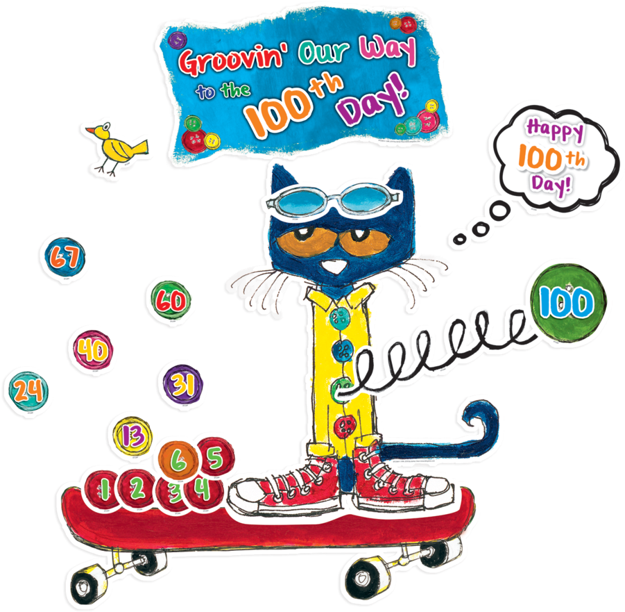 Tcr62384 Pete The Cat 100 Groovy Days Of School Bulletin - Pete The Cat 100 Days Of School (900x900), Png Download