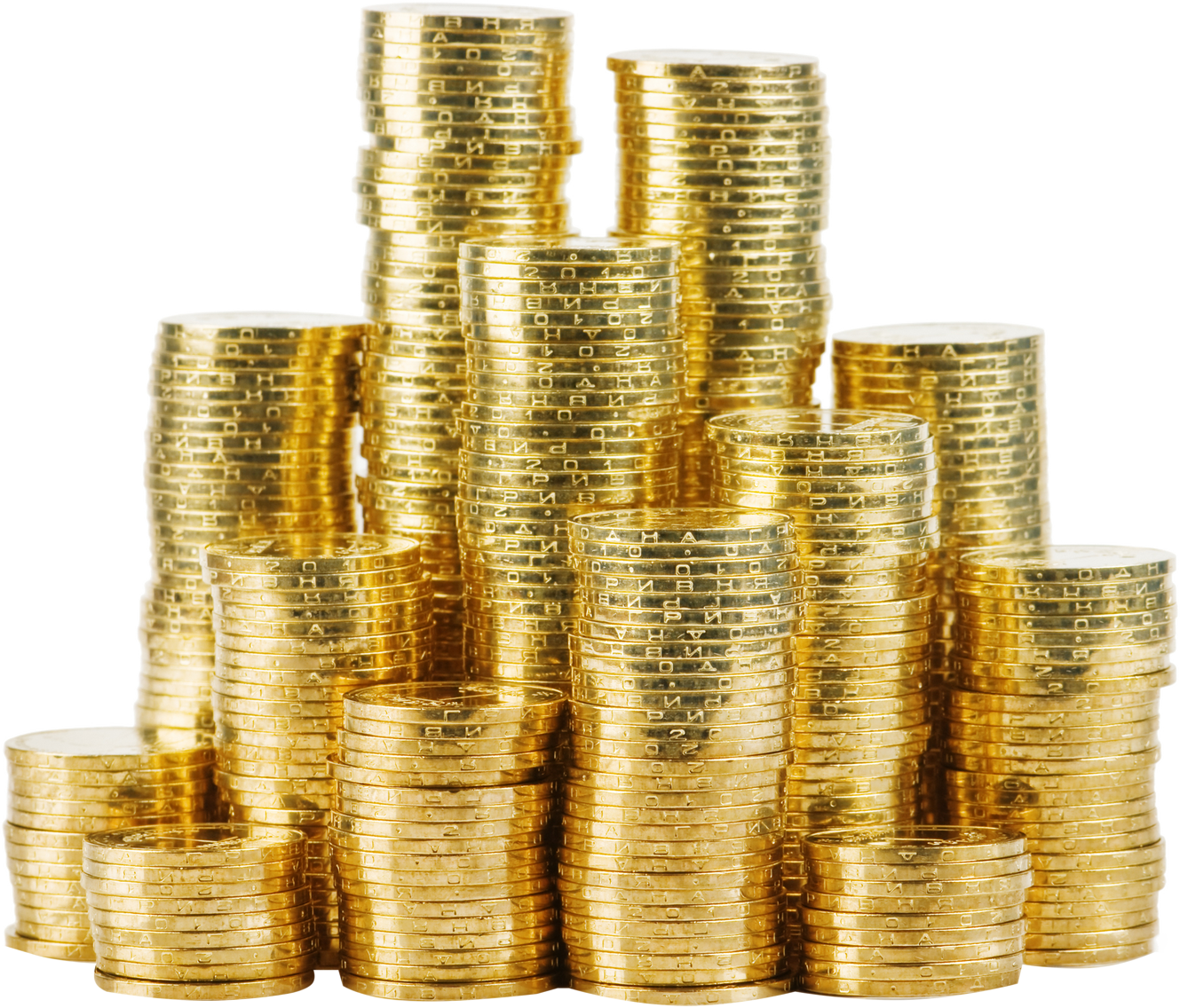 Gold Coin Stack (1329x1136), Png Download