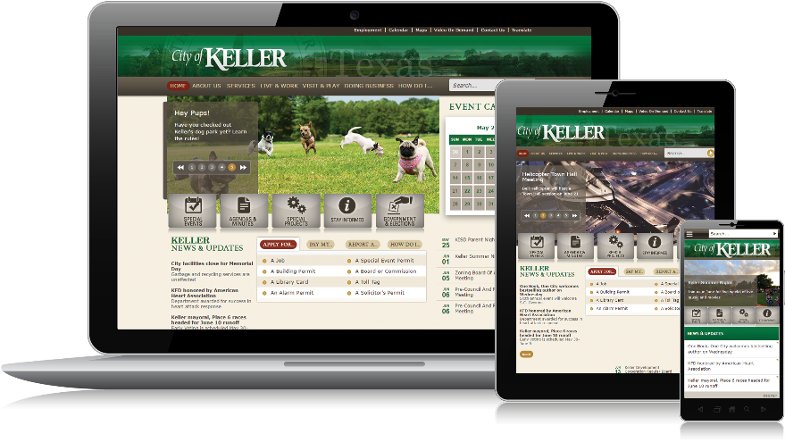 The City Of Keller Mobile-responsive Website Design - Keller (889x502), Png Download