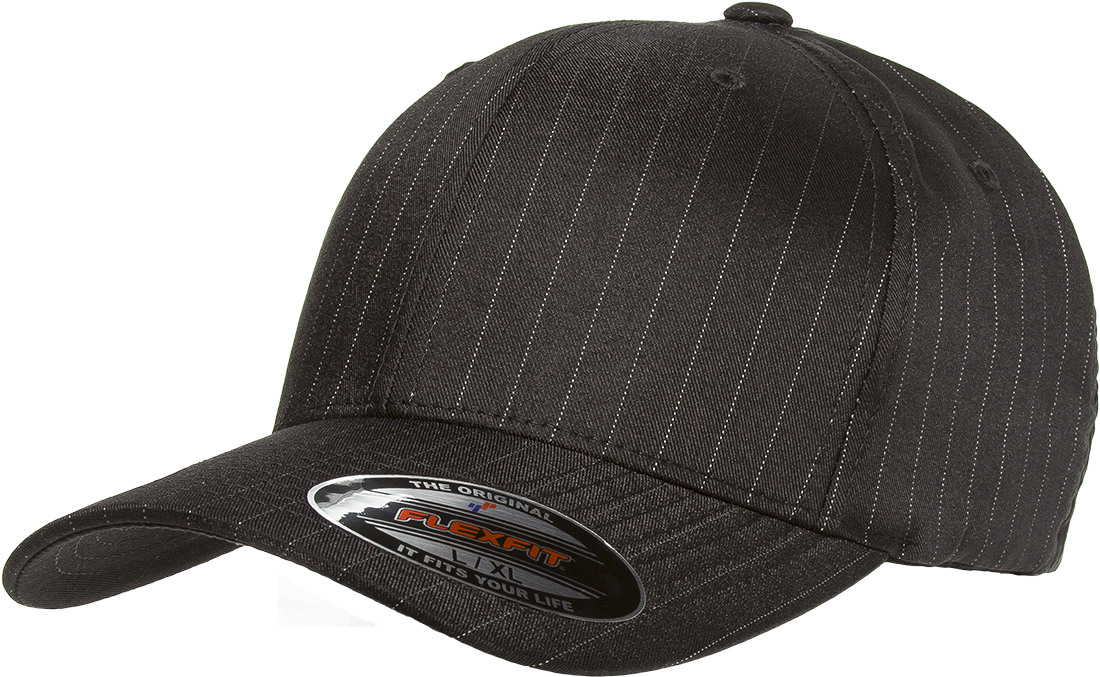 Loading Zoom - Flexfit Pinstripe Cap, Price/each - Black, Xl (1100x770), Png Download