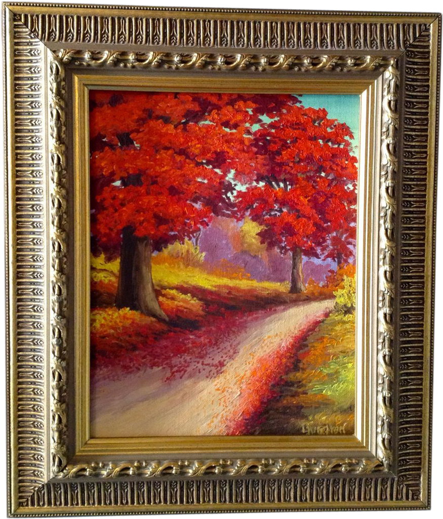 Red Maple Trees In The Fall, Original Landscape Oil - Canvas (1023x1023), Png Download