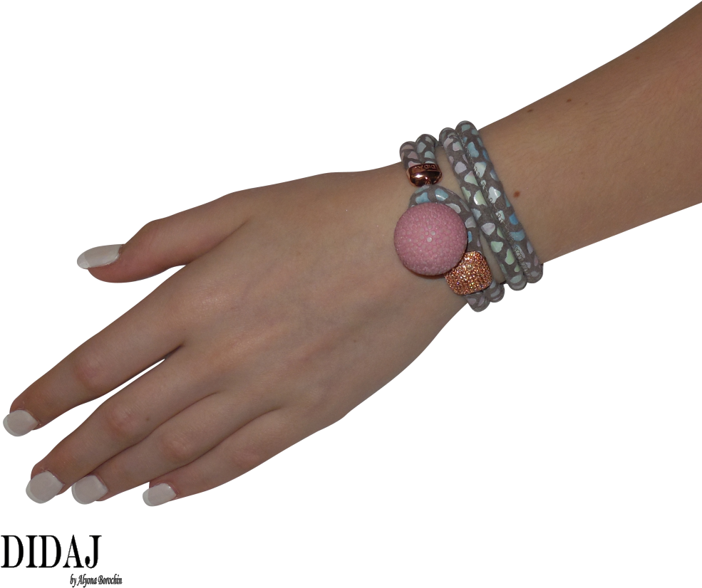 Didaj Pink, Blue & Grey Mosaic Italian Wrap Leather - Bracelet (1000x1000), Png Download