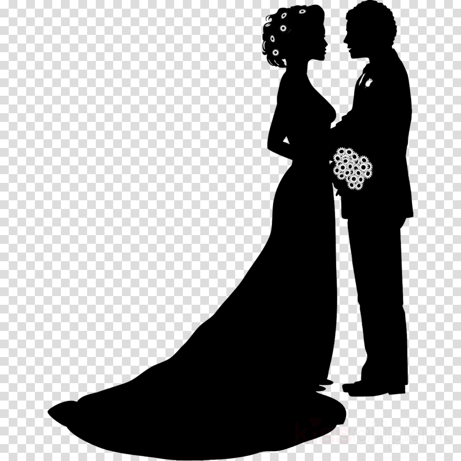 Wedding Silhouette Clipart Wedding Invitation Bridegroom - Marriage Silhouette Png Free (900x900), Png Download