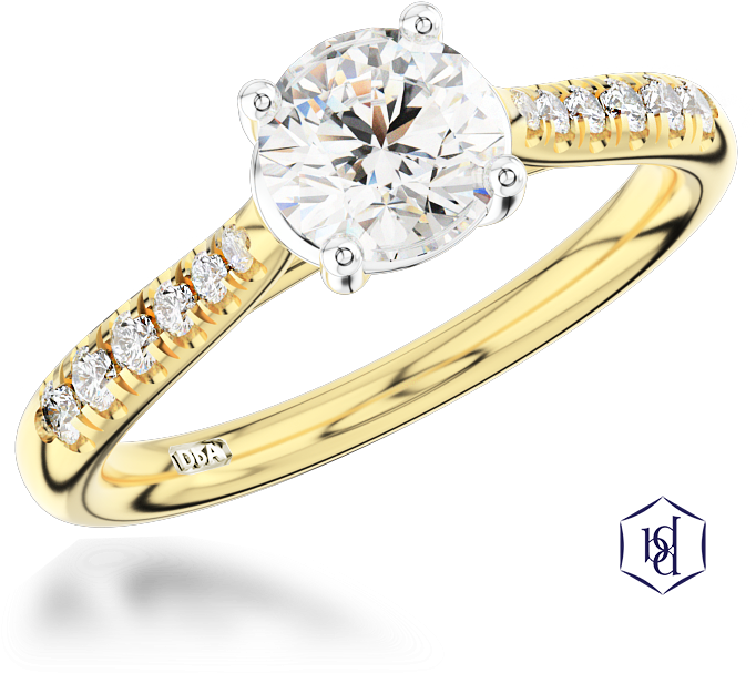 Inisheer Classic Engagement Ring, - Diamond By Appointment Platinum & 18ct Yellow Gold (800x800), Png Download
