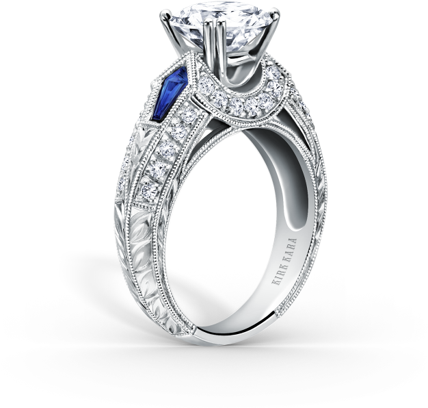 Ss6637-r Up - Kirk Kara Charlotte Kite Cut Blue Sapphire Diamond (660x660), Png Download