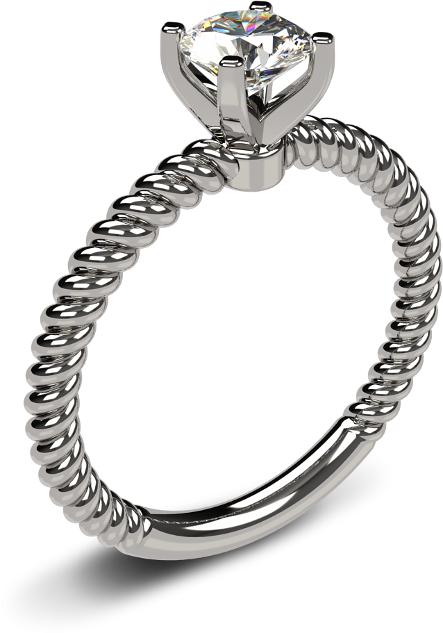 14k White Gold Twisted Rope Diamond Engagement Ring - Twisted Rope Engagement Ring (1000x1000), Png Download