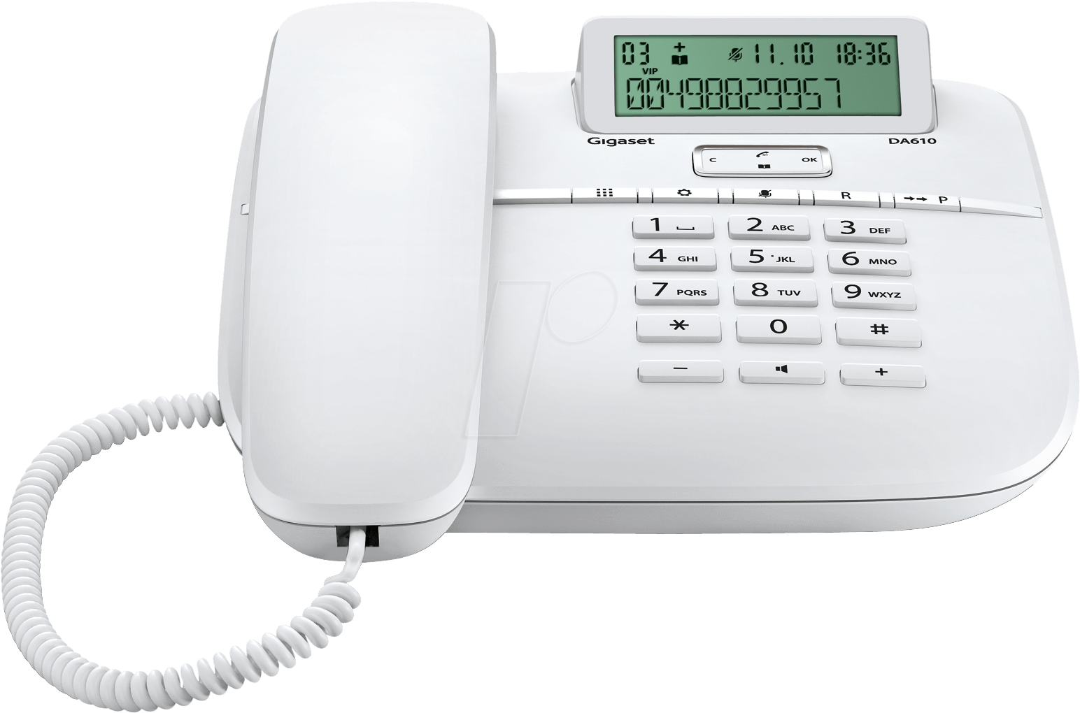Telephone, With Cord, White Gigaset Communications - Schnurgebundenes Telefon Weiß Mit Anrufbeantworter (1560x1030), Png Download