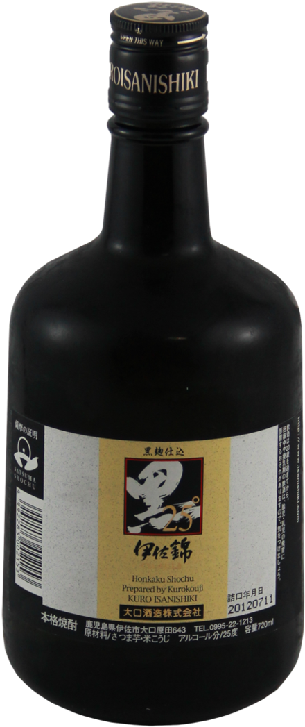 Kuro Isanishiki Shochu 720ml - 黒伊佐錦 黒麹 芋 25度 720ml (480x1065), Png Download