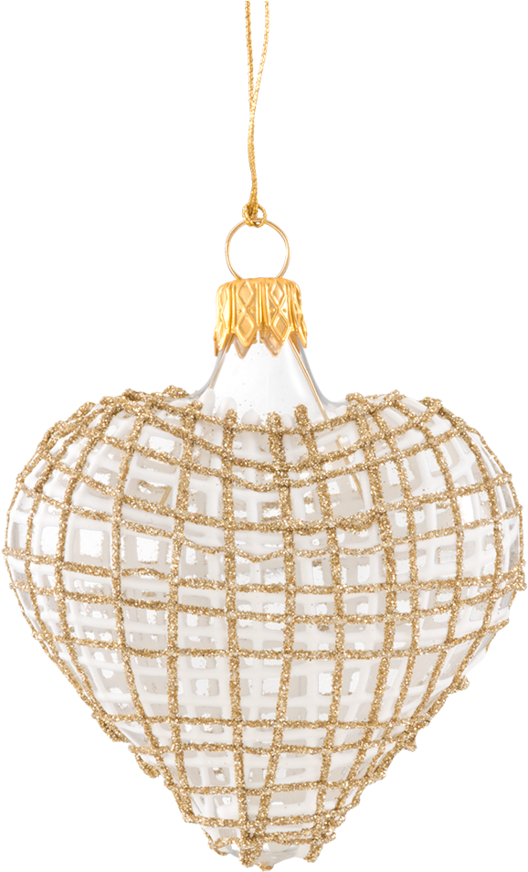 Christmas Ornament "heart" Clear, With Glitter, Gold/white - Christmas Ornament (1000x1000), Png Download