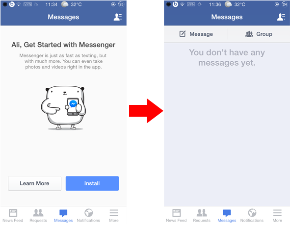 No Messages On Messenger (593x459), Png Download