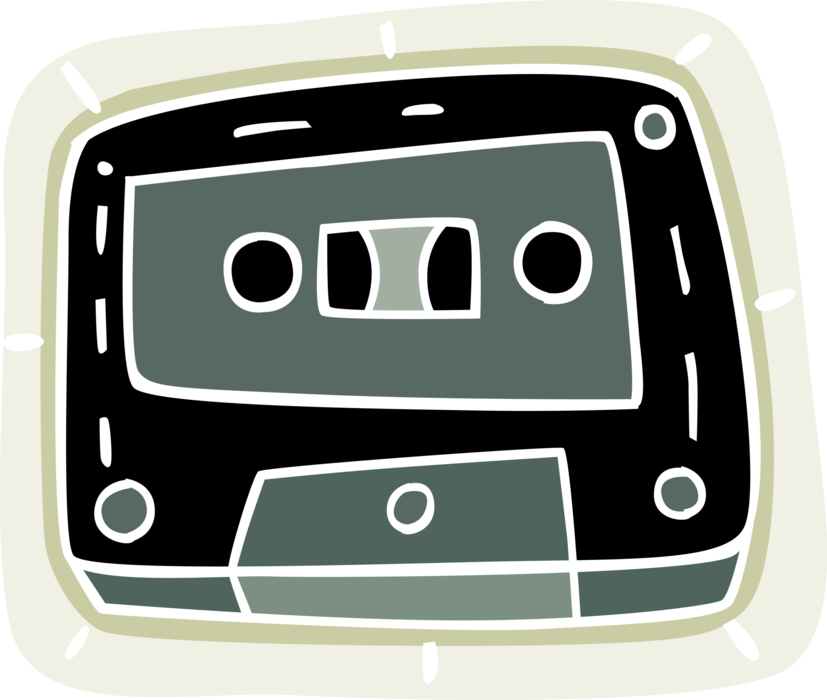 Vector Illustration Of Audio Entertainment Analog Cassette (827x700), Png Download