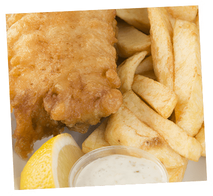 All About The Wigmore - Fish And Chips (500x442), Png Download