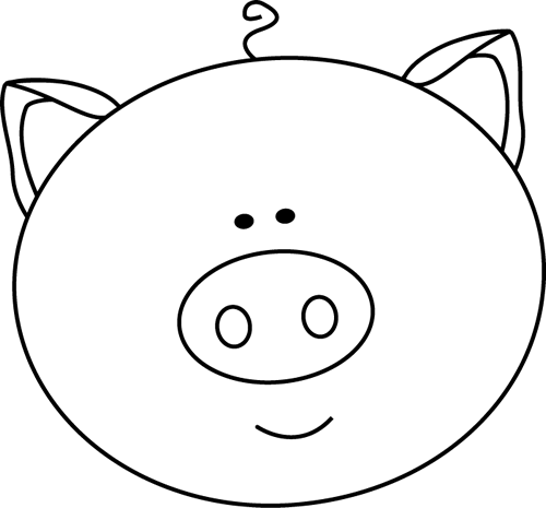 Black And White Black And White Pig Face - Cute Cartoon Pig Face (500x465), Png Download