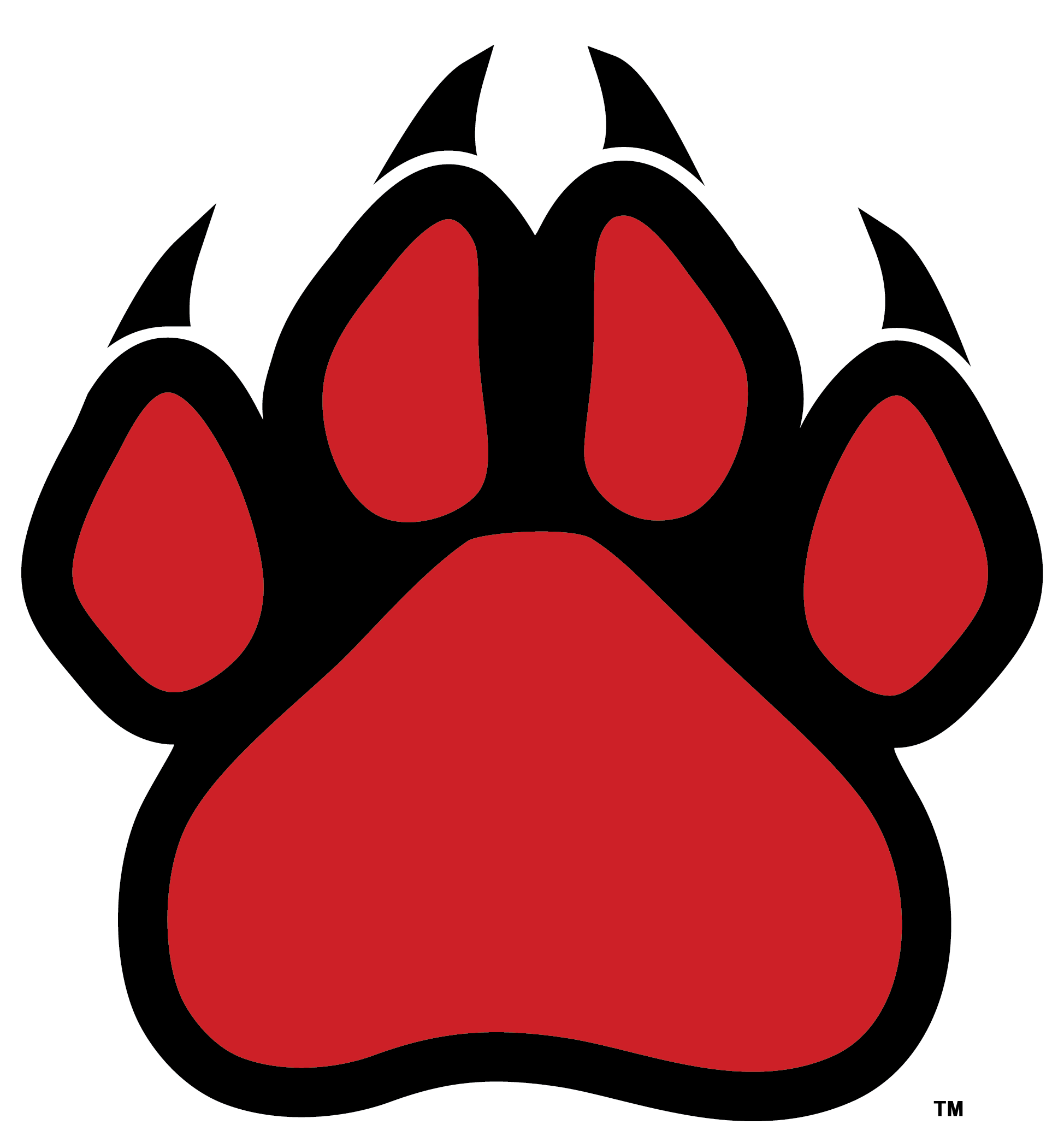 Wildcat Clipart Panther Claw - Red And Black Paw Print (2452x2550), Png Download