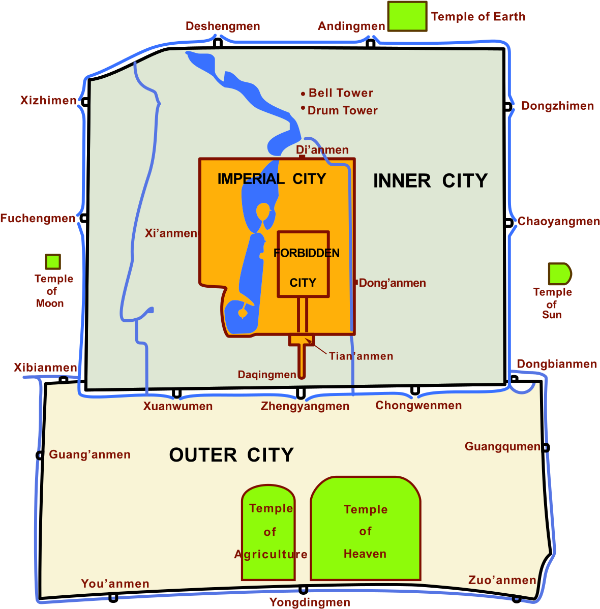 Beijing Imperial City Map (1200x1263), Png Download