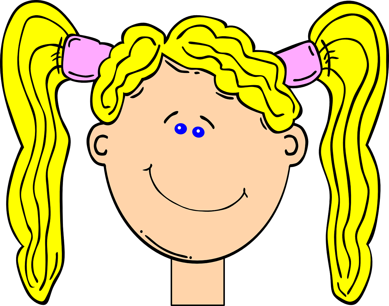 28 Collection Of Blonde Girl Clipart Png - Clip Art Pig Tails (600x471), Png Download