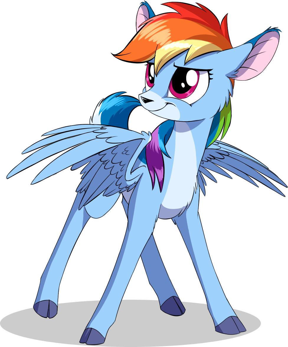 Sirzi, Cheek Fluff, Chest Fluff, Cloven Hooves, Cute, - Rainbow Dash Deer (976x1175), Png Download