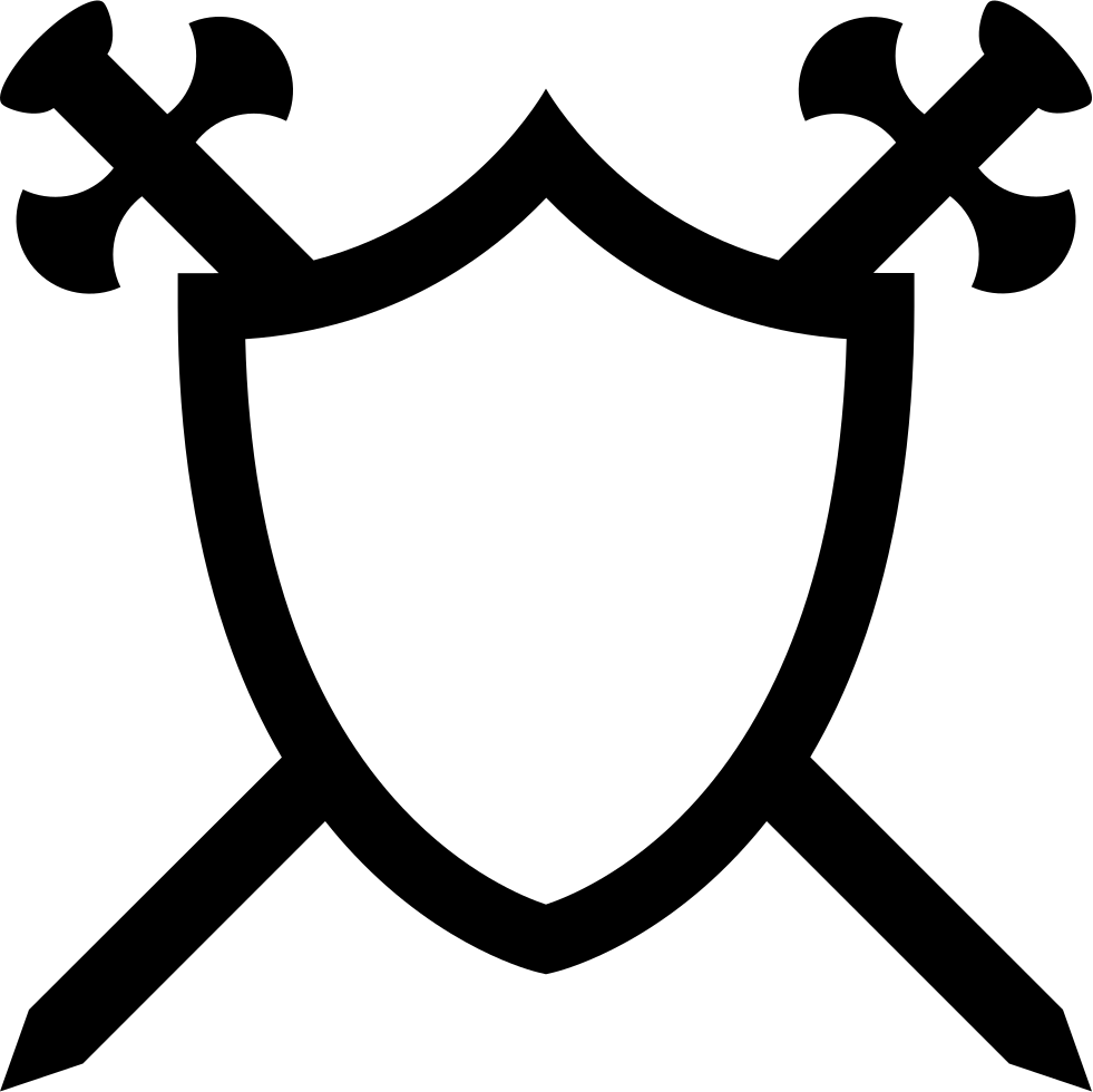 Shield With Two Swords In Cross Comments - Shield And Sword Svg (981x980), Png Download