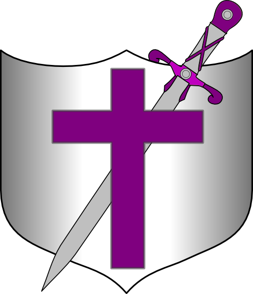 Sword And Shield Clip Art At Clker - Shield With Cross And Sword (510x593), Png Download