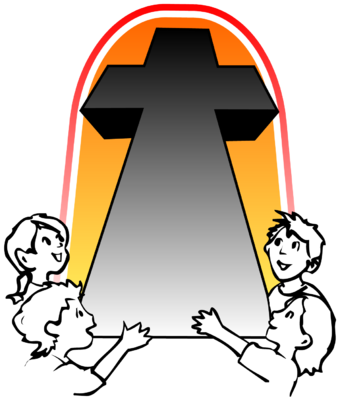 Cross Clipart Childrens - Cross With Children Around (340x400), Png Download