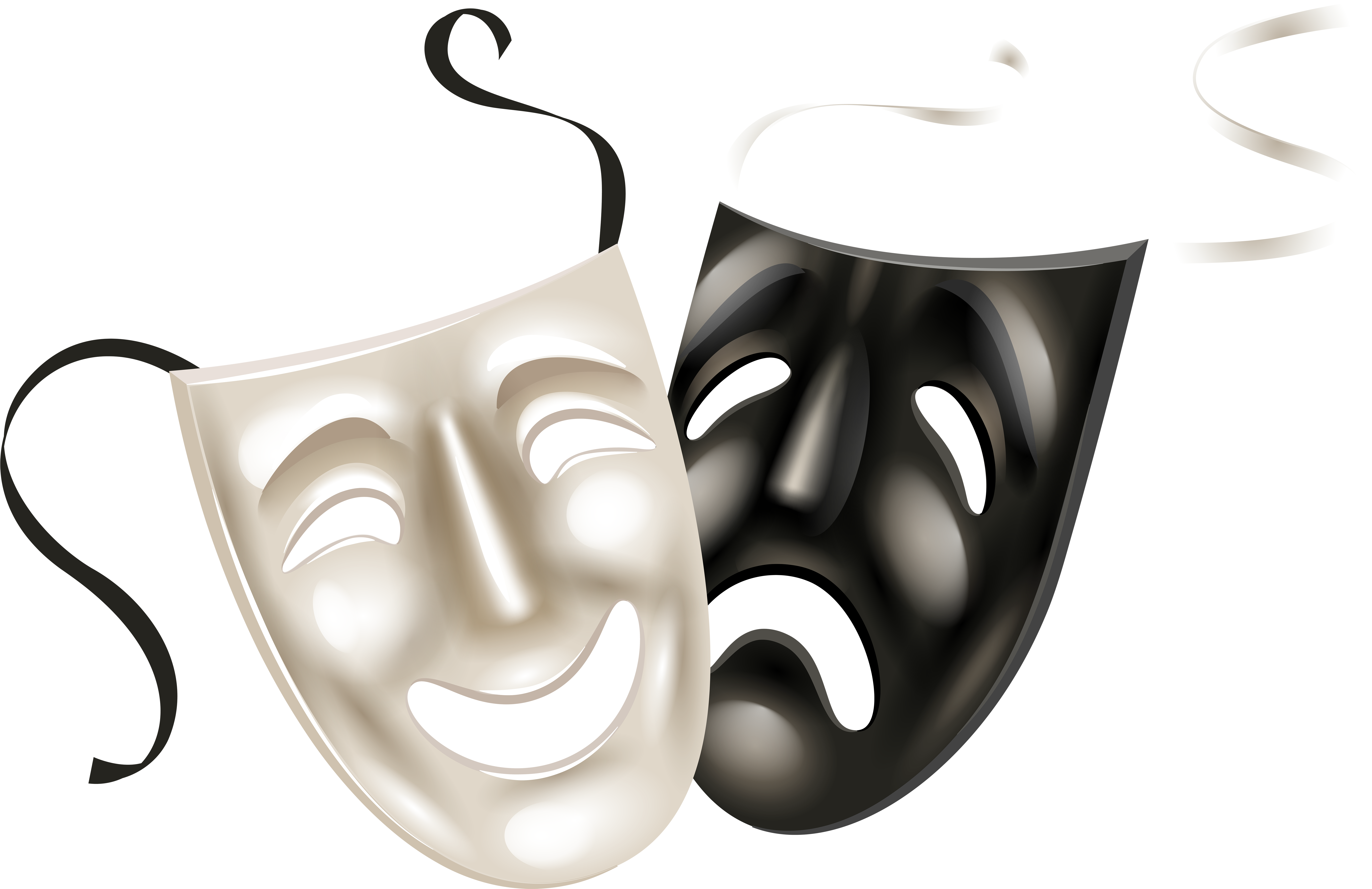 Theater Masks, Carnival Masks, Theatres, Black And - Transparent Clip Art Masks (600x389), Png Download