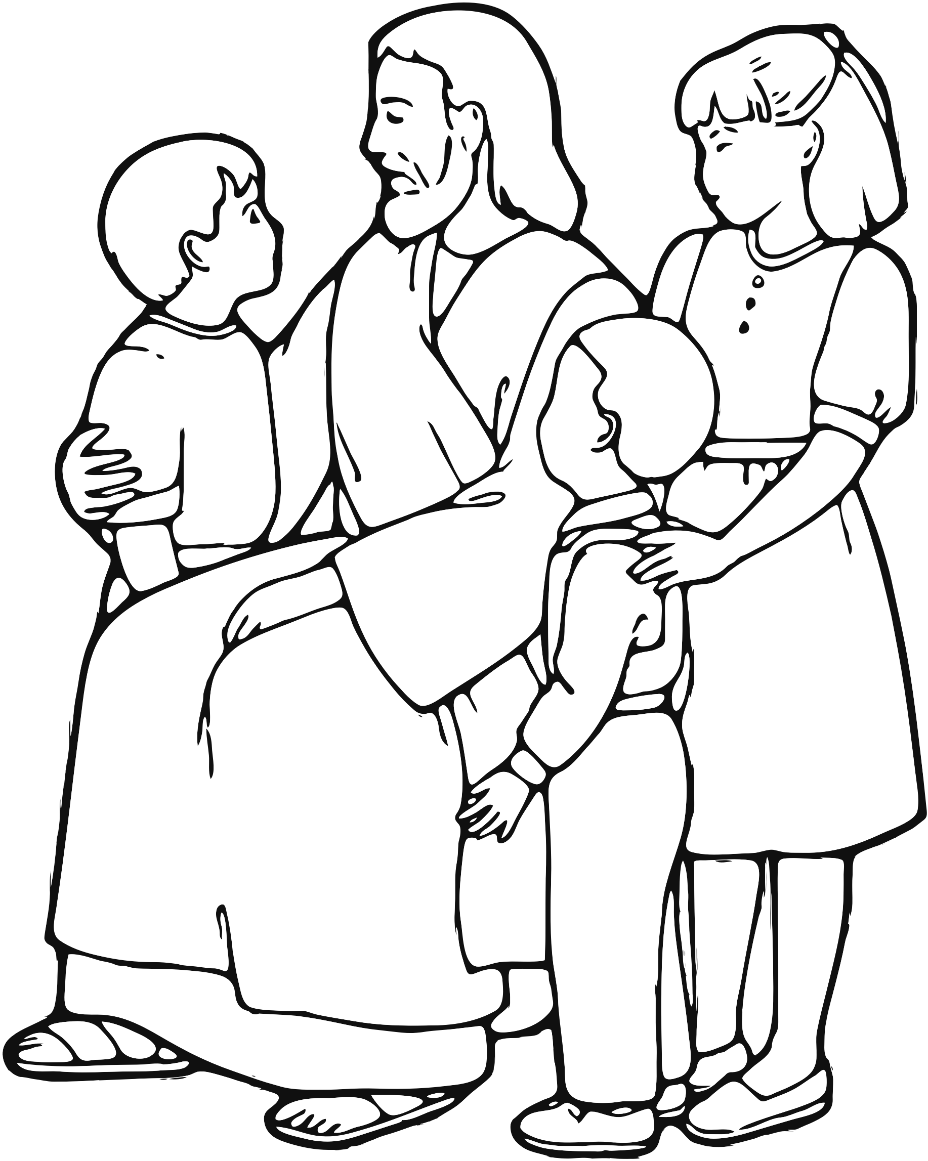 Jesus With Children Drawing At Getdrawings - Jesus With Children Clip Art (1834x2295), Png Download