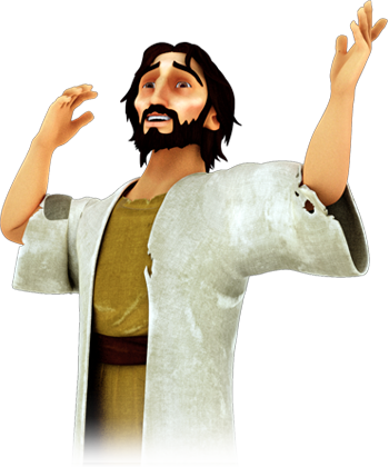 Bartimaeus Was A Blind Beggar Who Believed That Jesus - Superbook Jesus Heals The Blind (350x420), Png Download