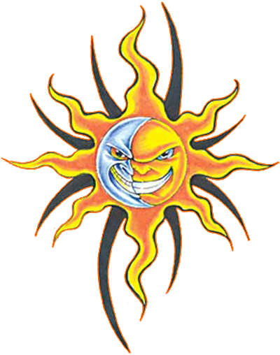 Tattoo Clipart Half Sun - Evil Sun And Moon (400x508), Png Download