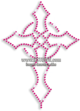 Pink Cross Heat Press Rhinestud Iron-on Transfer - Cross (450x450), Png Download
