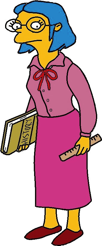 Elizabeth Hoover Miss Hoover Blue Hair - Simpsons Teachers (511x866), Png Download