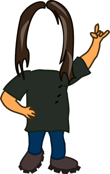 Man Long Hair Face Blank Clip Art At Clker - Long Hair Man Cartoon (378x598), Png Download