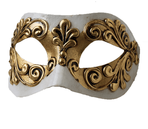 Colombina White & Gold Italian Mask - Mask (500x500), Png Download