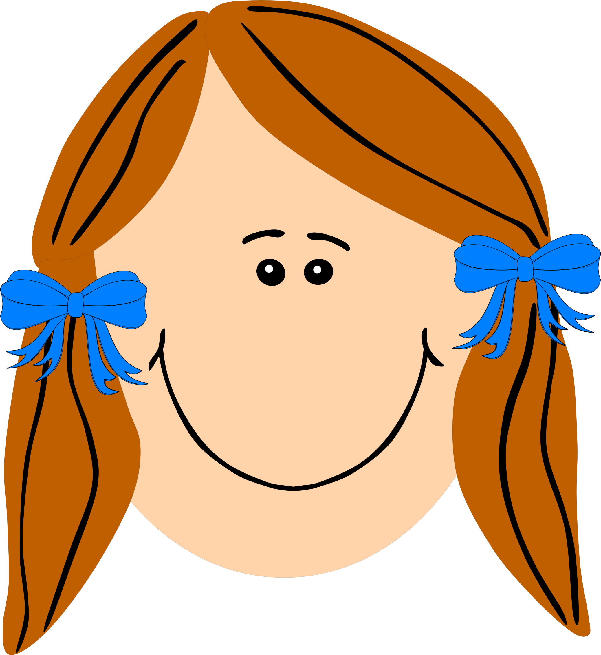 Ginger Girl With Long Hair Icons Png - Clip Art (2076x2261), Png Download