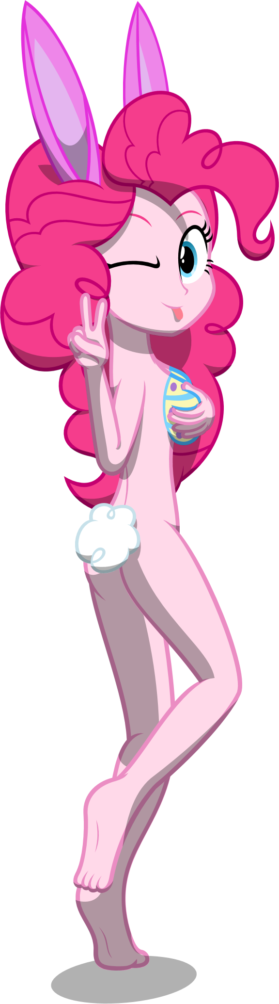 Zacatron94, Barefoot, Bodypaint, Breasts, Bunny Ears, - Body Paint Pinkie Pie (576x2070), Png Download
