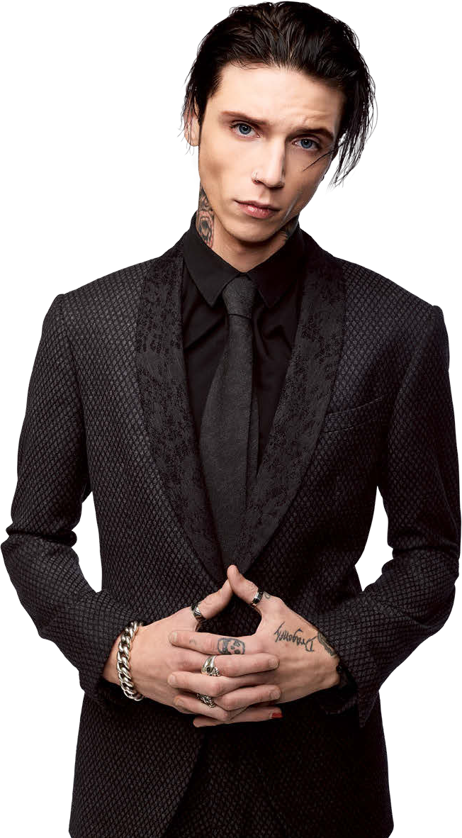 × - Andy Biersack In A Suite (652x1182), Png Download