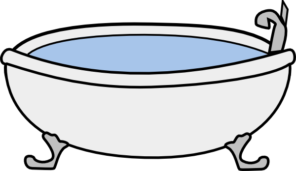 Picture Black And White Bath - Tub Clipart (600x348), Png Download