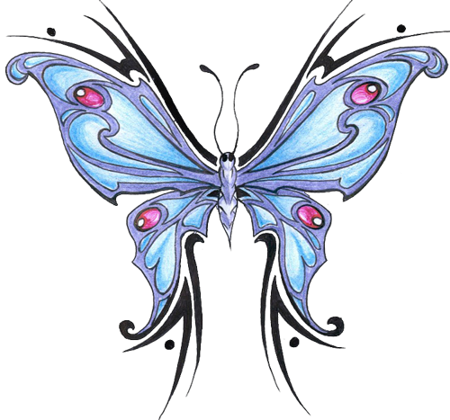 Butterfly Tattoo Designs Blue Png Pic - Butterfly Tattoo Png (500x467), Png Download