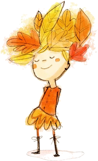 People, Illustration, Individual, Person, People - Happy Kids In Autumn Illustrations (394x634), Png Download