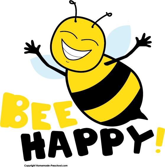 Honey - Happy Bee Clip Art (558x566), Png Download
