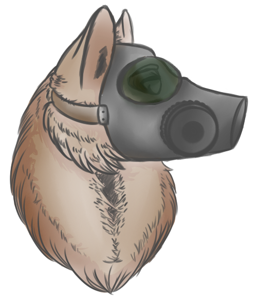 Gas Mask Dog By - Wolf With Gas Mask (700x750), Png Download