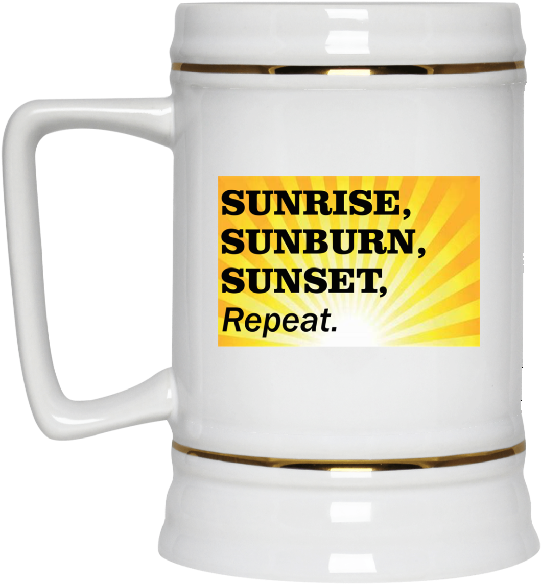 Sunrise Sunburn Sunset Repeat Burst White Drinkware - Hilton Head Island South Carolina Pirate Souvenir Tshirt (1155x1155), Png Download