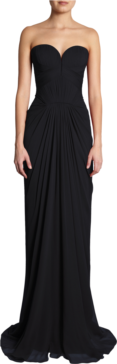 Siyah Straplez Elbise Uzun (509x1272), Png Download
