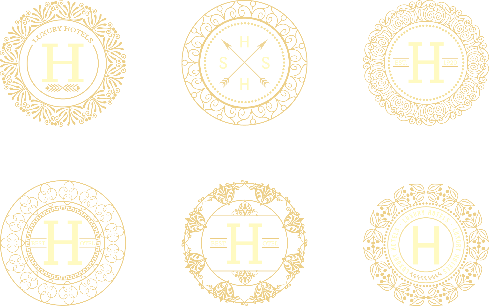 Yellow Pattern Golden Palace - Free Floral Retro Logo (2023x1270), Png Download