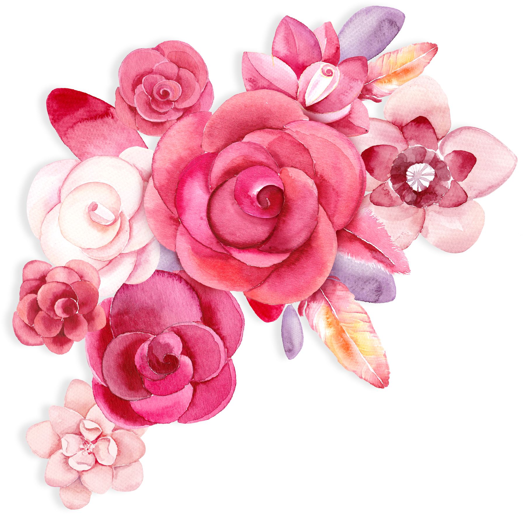 Hand Drawn Cartoon Fashion Red Flower Decoration Vector (2984x2624), Png Download