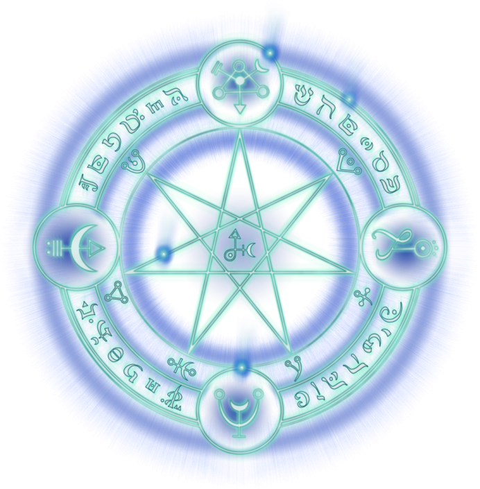 Green Blue Neon Glow Circle Star Witch Witchcraft Magic - Circle Png Magic Circle Transparent (700x729), Png Download