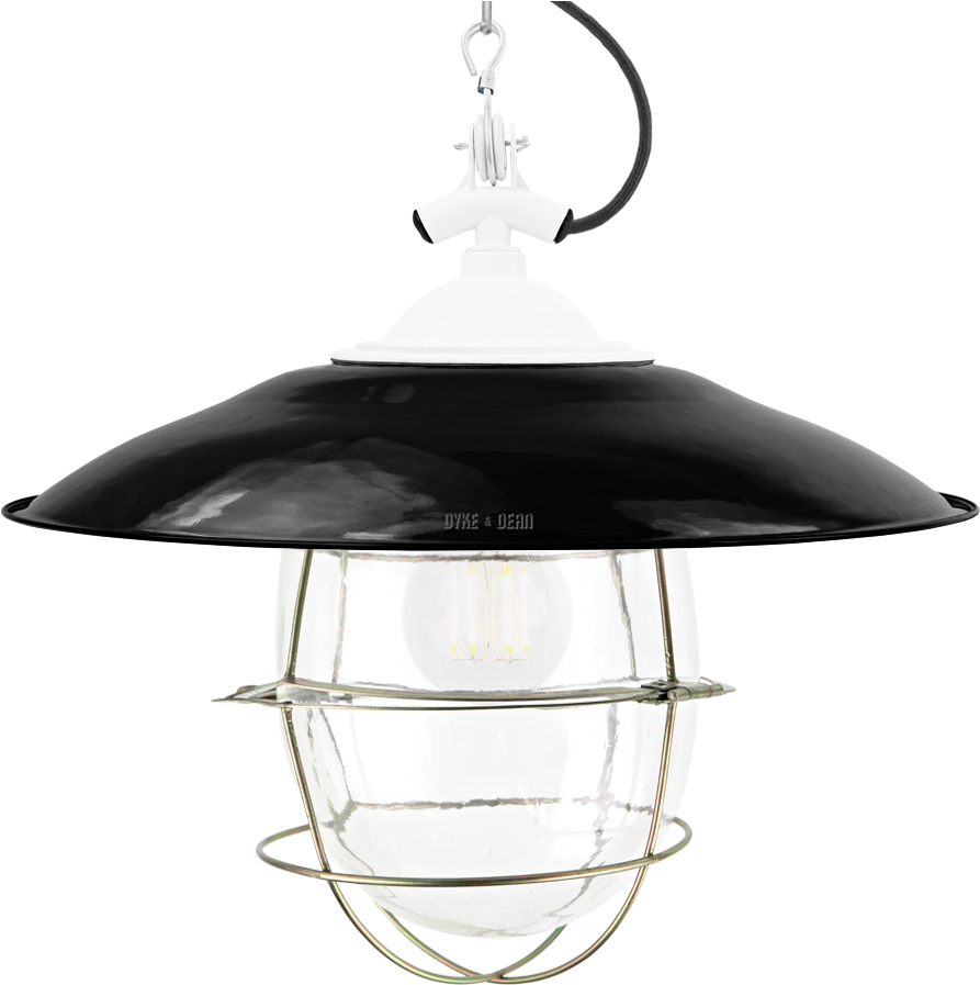 Black Enamel Shade White Bell Jar Light Brass Cage - Bell Jar (900x900), Png Download