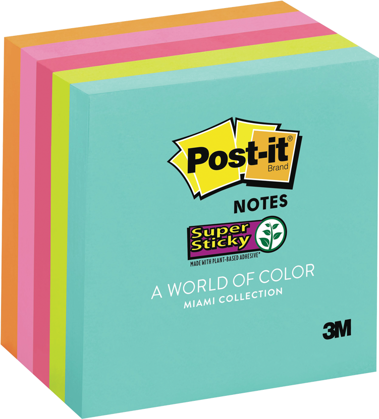 Post-it® Super Sticky Notes 3" X 3" 90 Sheets Per Pad - Super Sticky Post It Notes (850x850), Png Download