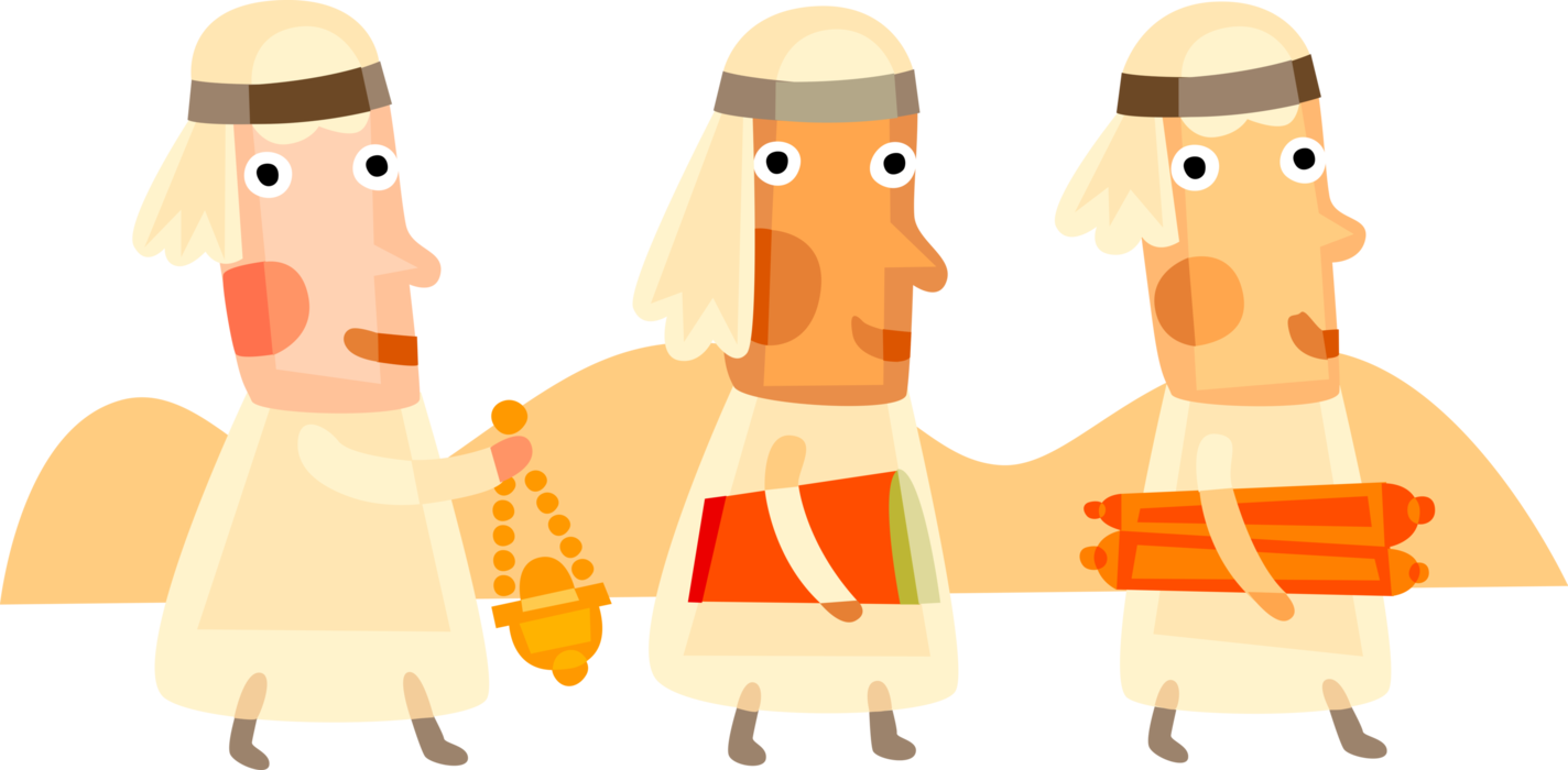 Vector Illustration Of Jewish Rabbis With Hebrew Sefer - Rabbi (1424x700), Png Download