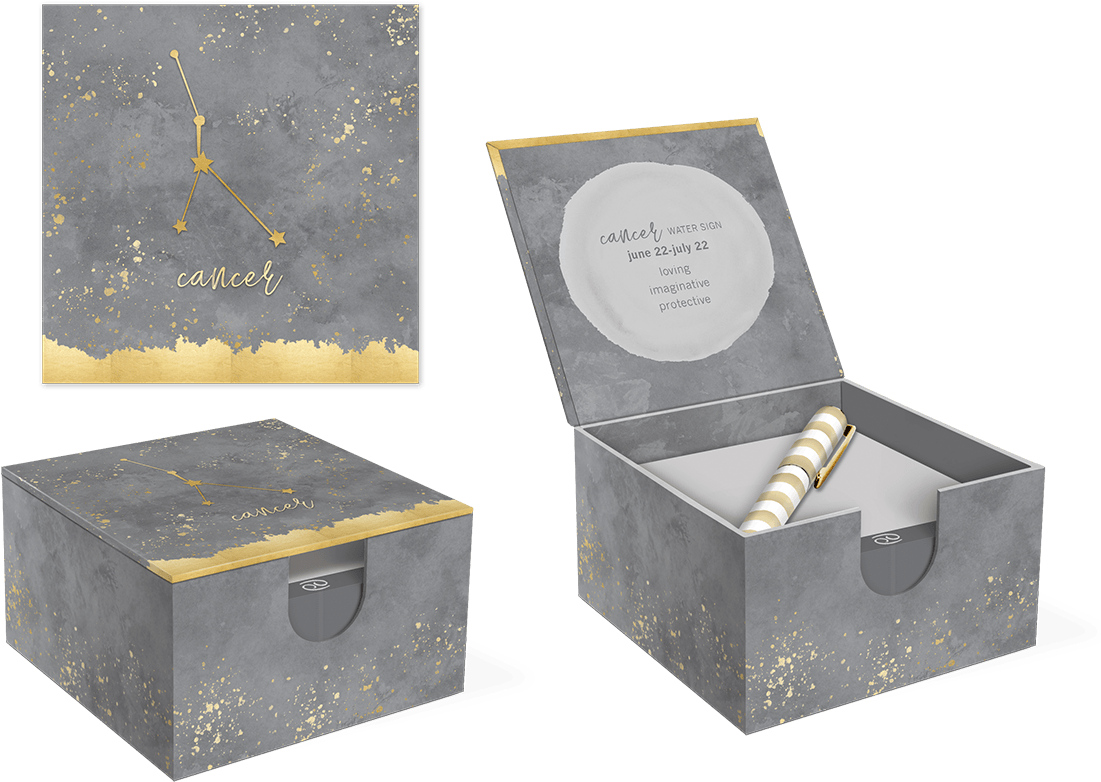 Cancer Hinged Memo Box With Pen - Cancer (1200x1200), Png Download